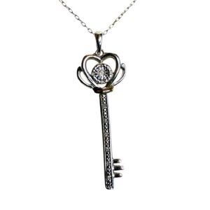 Bridge Diamond  Key Pendant Necklace, 18”